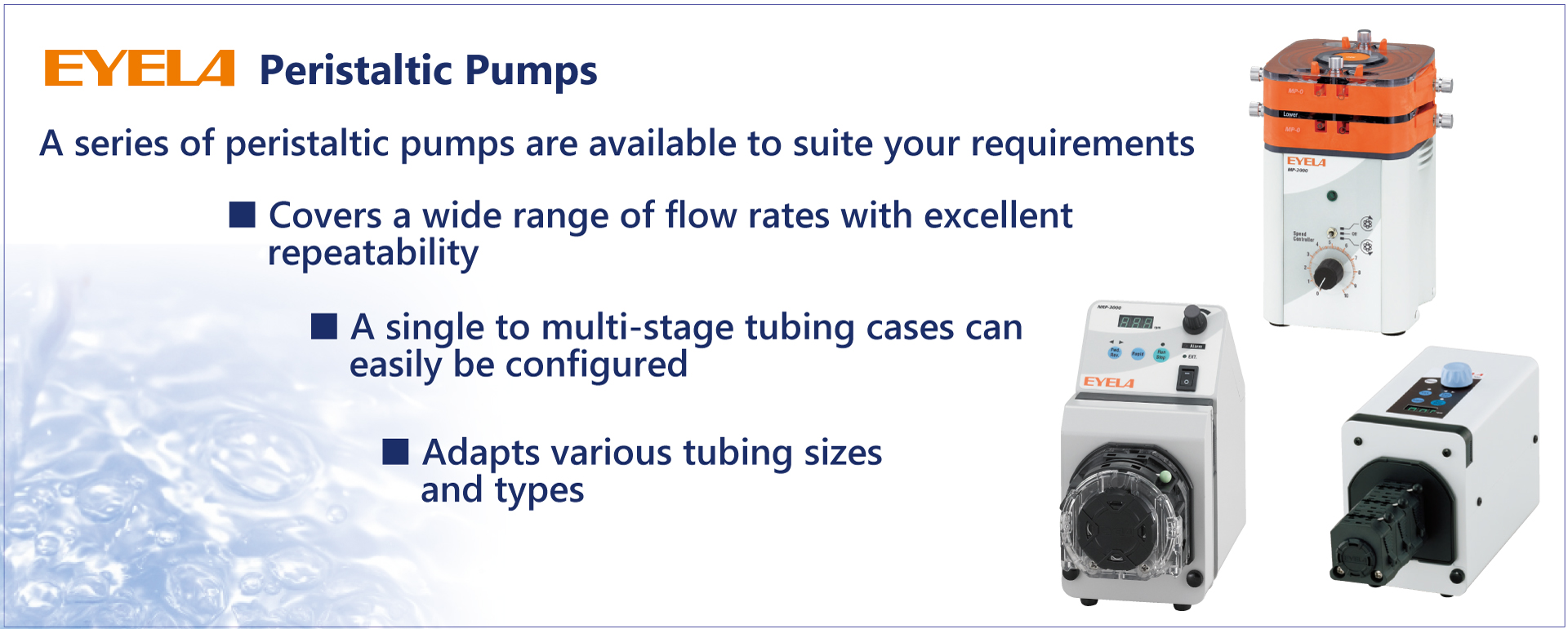 Peristaltic pumps deliver liquid constant small volume delivery